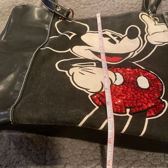 Mickey Mouse Black Purse Shoulder Bag Red Sequin Belly Vintage - Picture 4 of 11